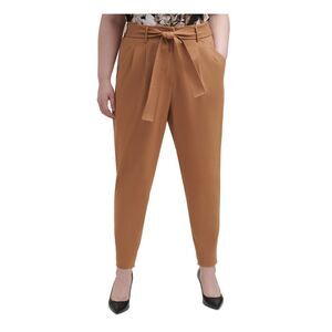 CALVIN KLEIN Womens Stretch Belted Mid Rise Ankle-length Wear To Work Pants